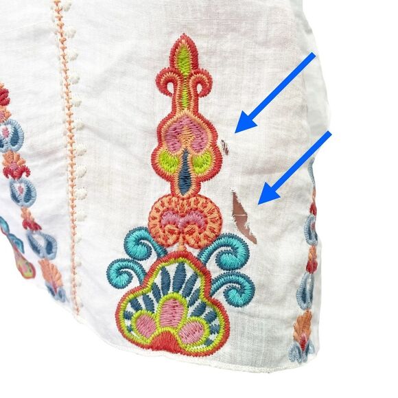 NWT Johnny Was Tamia Boho Drape Top Size XS White Embroidered Bohemian Tunic NEW - Picture 15 of 16